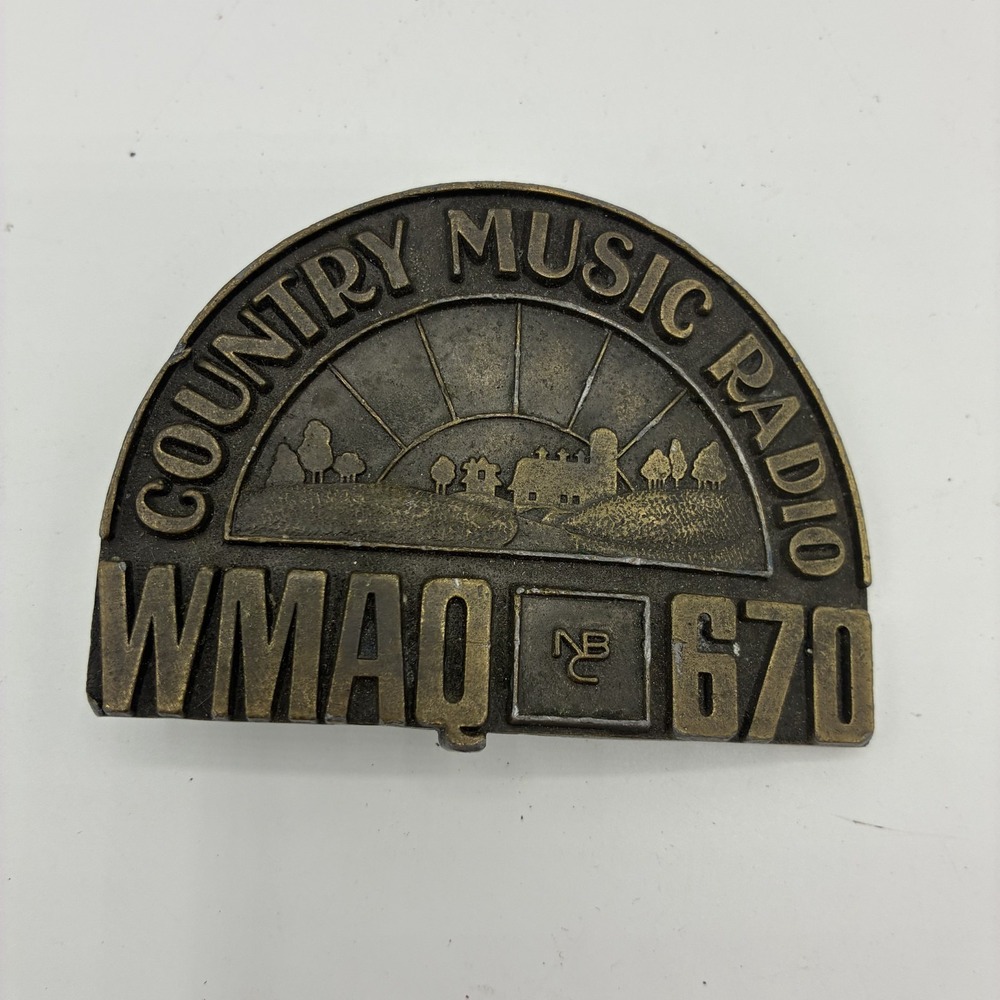 Vintage 1970s WMAQ 670 Country Music Radio Belt Buckle USA Chicago